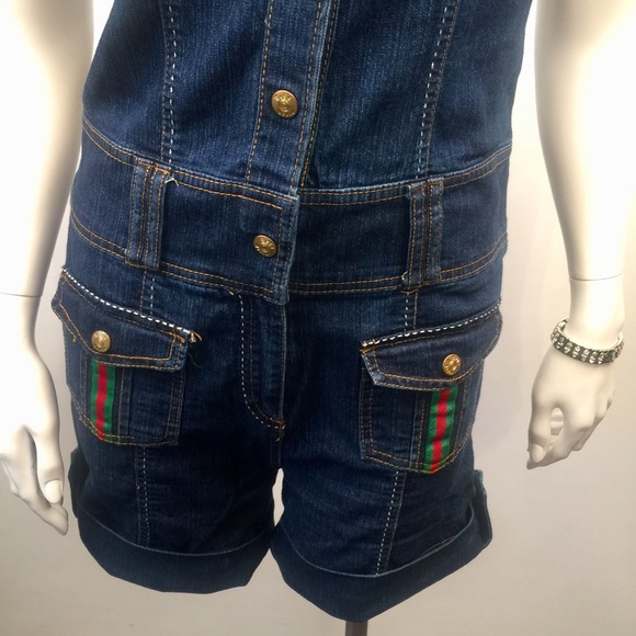 Vega. Jeans Denim Short Jumpsuit Sz M - Picture 3 of 8